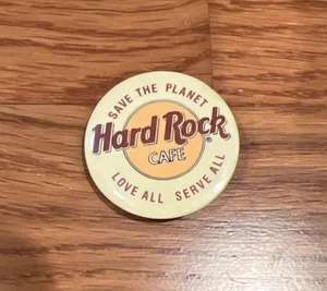 Vintage Pin 1980s Hard Rock Cafe, London - SAVE THE PLANET LOVE ALL SERVE ALL - Picture 1 of 2