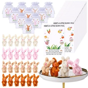 24 Sets Pocket Hug Gifts Easter Bunny Stuffed Animal 2.4'' Mini Plush Rabbit ... - Picture 1 of 5