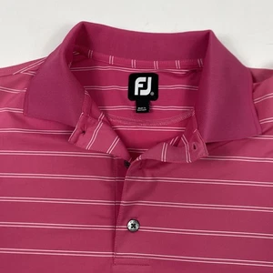 FootJoy Poloshirt Herren Medium rosa weiß gestreift Golf Performance Stretch FJ - Bild 1 von 11