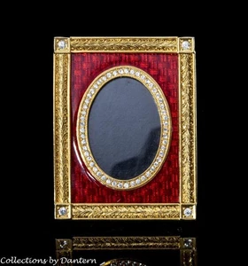 Marco de fotos en miniatura firmado por Fabergé rojo Guilloche Palacio de Catalina - Imagen 1 de 9