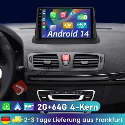 Android 14 DAB+ CarPlay Für Renault Megane 3 2008-2014 Autoradio GPS NAVI SWC BT - Bild 1 von 4