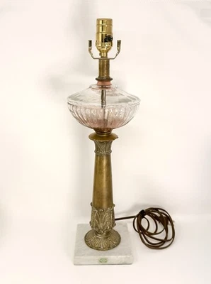 Antique Italian Marble & Brass Oil Lamp Electrically Converted - Image 1 of 4
