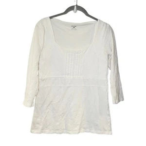 HORNY TOAD Solid White Long Sleeve Scoop T-Shirt Empire Waist Y2K Style Size S - Picture 1 of 4
