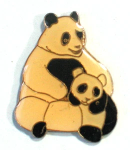 Vintage Panda Bear with Baby Enamel Pin from 1980's *** - Picture 1 of 1