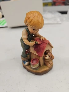 Collectible Wood Carving Figurine “New Home” by Sarah Kay/Anri. Made in Italy. - Picture 1 of 5