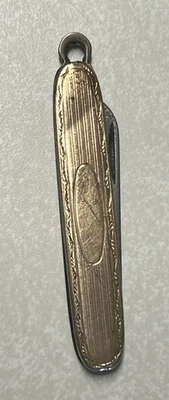 Llavero Navaja de Bolsillo Vintage Plegable Mini Tono Dorado Hoja Única Foto 1 de 4