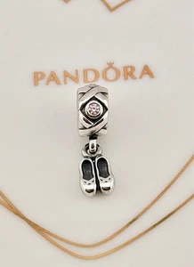 New 100% Genuine Pandora Silver Ballet Dancer Ballerina Shoes Charm 790520PCZ - Picture 1 of 5