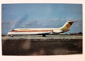 Continental Airlines Texas International DC-9 Postcard + Logo - Picture 1 of 3