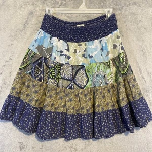 Xhilaration gonna donna taglia M blu svasata floreale a strati prateria boho cowgirl - Foto 1 di 9