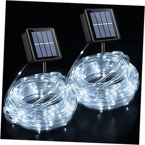  Solar Lichtschlauch Außen Wasserdicht LED, 2er Pack je 33ft 100 LED Seil Weiß - Bild 1 von 8