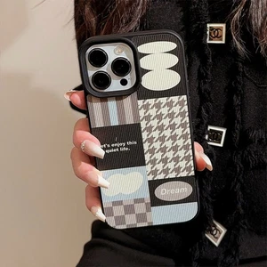 Blue Brown Geometry Back For iPhone 15 Plus 14 13 Pro/Max TPU Phone Case Cover - Picture 1 of 6