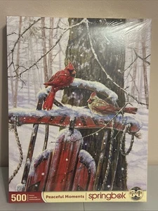 Springbok "Peaceful Moments" 500 PC Puzzle Red Cardinal Bird NEW SEALED - Picture 1 of 6