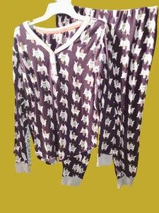 Cuddl Duds Pajama Set Women's Size Med. Long Sleeve Llama - Shirt & Bottoms - Picture 1 of 5
