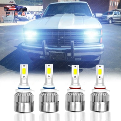 Kit combinado de bombillas LED de haz alto bajo 4X 6000K para Chevy C1500 1988-1999 Foto 1 de 4