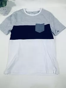 ZARA MEN’S Navy White T-SHIRT With Pocket Short Sleeve Size S Small Casual Tee - Picture 1 of 4