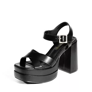Damen-Sandalen Y2K Plateau klobiger Blockabsatz Knöchelriemen Hochzeit Party - Bild 1 von 30