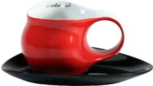 Luigi Colani taza de café espresso de porcelana con platillo juego de 2 piezas rojo / negro - Imagen 1 de 1