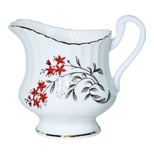 Paragon England Red Flowers Gold Trim Scalloped Gold Trim Bone Creamer NEW - Picture 1 of 10