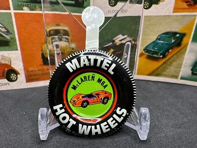 Original Vintage Hot Wheels Redline 1969 McLaren M6A US Metal Button Badge Pin! - Image 1 of 2