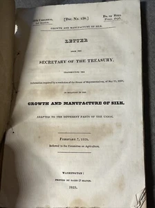 1828 UNITED STATES CONGRESS Committee on AGRICULTURE Growth Manufacture of SILK - Picture 1 of 24