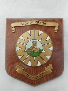 WOODSPRING DISTRICT COUNCIL (BRISTOL) WALL PLAQUE/CREST/SHIELD - Picture 1 of 1