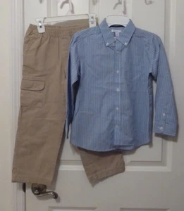 Completo 2 pezzi ragazzo nuovo con etichette - Greendog (Macys) pantaloni kaki beige e camicia blu taglia 6 - Foto 1 di 9