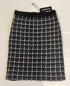 KARL LAGERFELD PARIS Black White Kniot Skirt Sz S New NWT - Picture 1 of 5