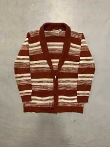 Vintage 70er Jahre gestreifte Strickjacke Kmart vorne offen orange Gr. 40 - Bild 1 von 6