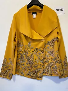 CREATION L @ Kaleidoscope Mustard Floral Jacket UK 14 (ccc253) - Picture 1 of 8