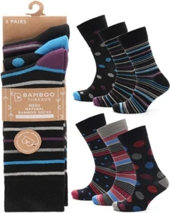 6 pares de calcetines sueltos de bambú de agarre suave para diabéticos sin ataduras para hombre varias rayas - Imagen 1 de 2