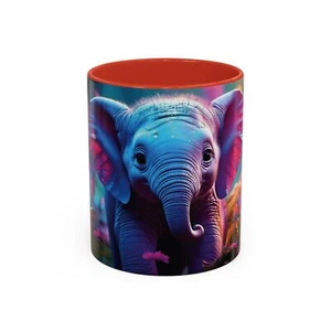11oz Coffee Mug, Elephant-Accented Ceramic Mugs, Tea Cup, Gift, Cup - Picture 1 of 21