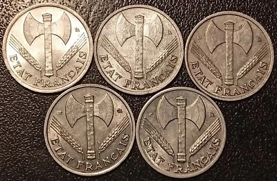 Estado francés - Pétain - lote de x5 50 céntimos francisco 1942 a 44 ¡CALIDAD! Foto 1 de 2