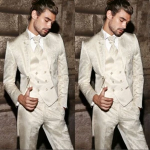 Jacquard Men's Suits Paisley 3 Pcs Formal Party Wedding Groom Men Tuxedos - Picture 1 of 6
