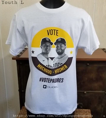 Vote Machado Hosmer San Diego Padres All Star 2022 T-Shirt Size YOUTH Large - Image 1 of 4