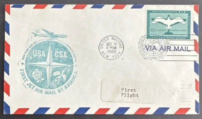 United Nations UN 1960 Air Mail Cover 1st Jet Air Mail Avianca New York Bogata - Image 1 of 2