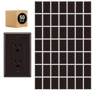 Steckdose Steckdose, Decora Duplex Buchse 15 Amp, manipulationssicher, braun, 50er Pack - Bild 1 von 7