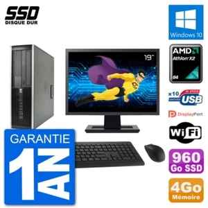 PC HP 6005 SFF Ecran 19" AMD Athlon II X2 B24 RAM 4Go SSD 960Go Windows 10 Wifi - Imagen 1 de 3