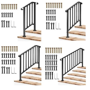 VIVOSUN Wrought Iron Handrail Stair Railing for 2/3/4/5 Steps Adjustable Height - Picture 1 of 23
