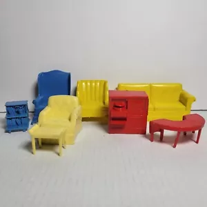 Lot of MARX Vintage Plastic Dollhouse Living Room Furniture - Picture 1 of 11