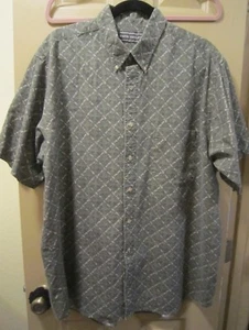 SZ XL DAVID TAYLOR MENS GREEN & BEIGH SHORT SLEEVE BUTTON UP SHIRT, COTTON, GUC - Picture 1 of 7