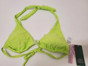 Women's Daisy Textured Ring Front Triangle Bikini Top - Wild Fable™ Green S - Picture 1 of 4