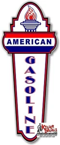 (AMERI-5) DECALCOMANIA ANTERIORE POMPA BENZINA 24"X9,5" AMERICANA VISIBILE OLIO LUBRIFICANTE - Foto 1 di 1