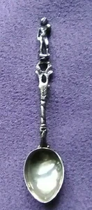 Silver 800 Demitasse Spoon Human Statue Finial - Picture 1 of 11