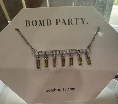 Bomb Party November 2023 NecklaceHoney Topaz/Rhodium-fringed Shimmer- RBP4363 - Image 1 of 3