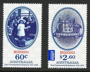 Australia 2013 First Commonwealth Banknote Centenary, set of 2 mint never hinged - Foto 1 di 1