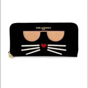 NUEVA BILLETERA KARL LAGERFELD Choupette Continental de imitación de cuero/100% AUTÉNTICA - Imagen 1 de 3