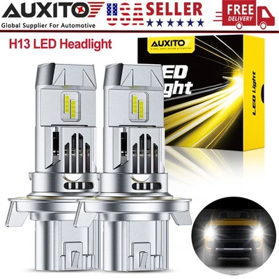 H13 9008 LED Headlight Bulbs Kit 120W 330000LM High Low Beam Super Bright White - Image 1 of 4