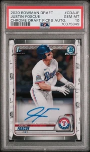 Bowman Draft 2020 cromo Justin Foscue primer auto PSA 10 - Imagen 1 de 2