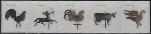 US: 2012 WEATHER VANES; Strip of 5, Sc 4613-17; 45 Cents - Picture 1 of 1