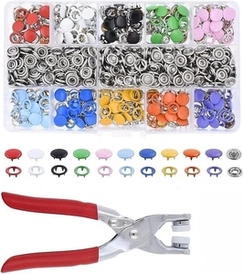Snap Fasteners Tool Kit Hollow and Solid Metal Prong Snaps Buttons with Setting - Picture 1 of 6
